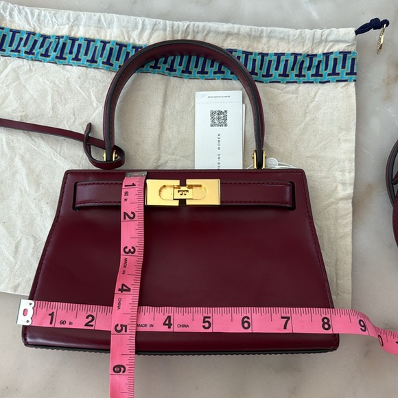 Tory Burch Lee Radziwill Petite Bag Tinto (Burgundy-Dark Red) Bag Gold Accents - Picture 8 of 16